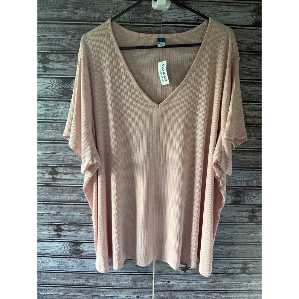 Old Navy Women's Luxe Short-Sleeved Top Size 3X Light Pink V-Neck NWT